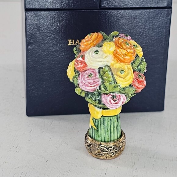 Halcyon  Days Porcelain Flower Rose Bouquet Desk Seal Miniature Figurine 1994 - Picture 4 of 8